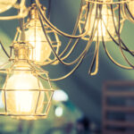 Soft focus on light bulb lamp decoration interior of room - vintage filter