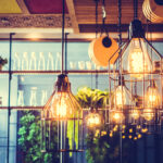Light lamp decoration in restaurant interior - Vintage Filter
